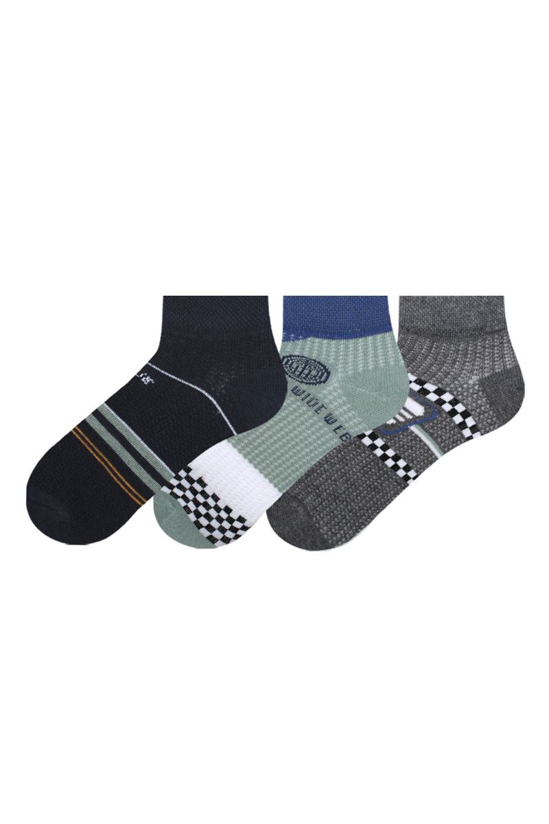 BROSS STRIP, CIRCLE, SQUARE PATTERNED BOYS BOOTIES SOCK ASORTY