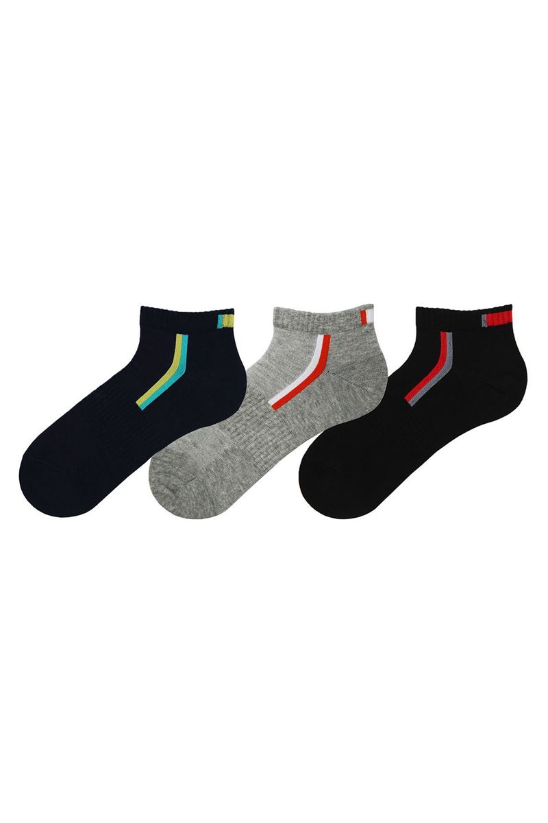 BROSS SPORTS LINE PATTERNED MENS BOOTIES SOCKS ASORTY