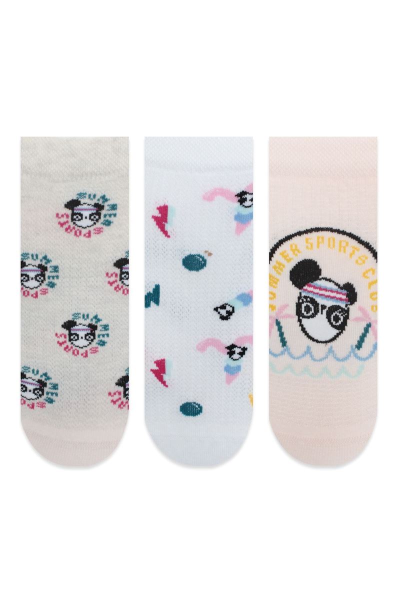 BROSS SPORTIVE PANDA PATTERNED GIRLS BOOTIES SOCKS ASORTY