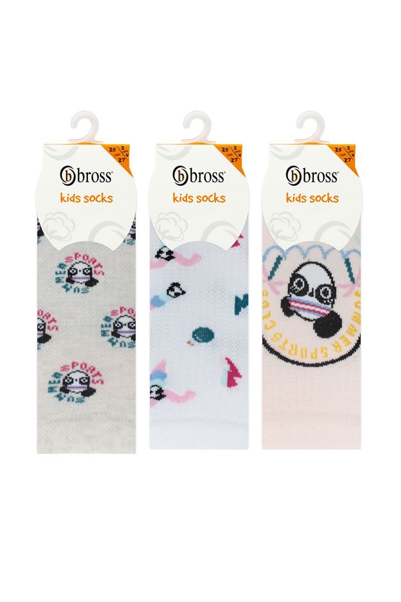 BROSS SPORTIVE PANDA PATTERNED GIRLS BOOTIES SOCKS ASORTY