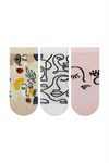 FACE PATTERNED WOMENS BOOTIES SOCKS