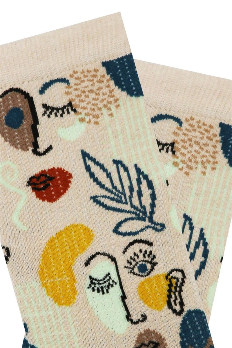 BROSS FACE PATTERNED WOMENS BOOTIES SOCKS ASORTY