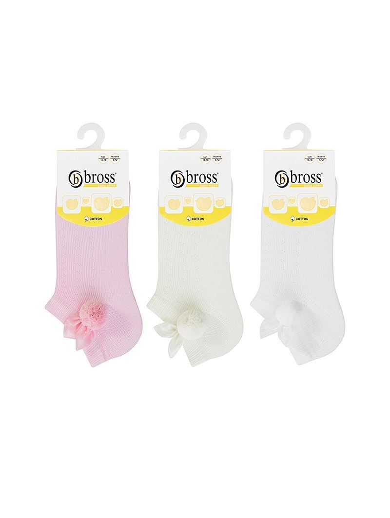 BROSS BABY GIRLS SHAFTLESS SOCKS WITH RABBIT ACCESSORY ASORTY