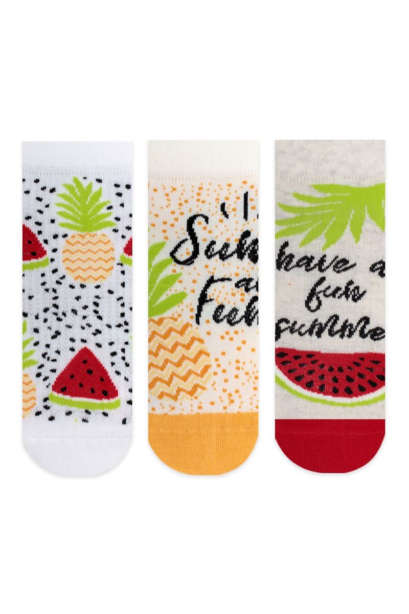 BROSS SUMMER FRUIT PATTERNED GIRLS BOOTIES SOCKS ASORTY