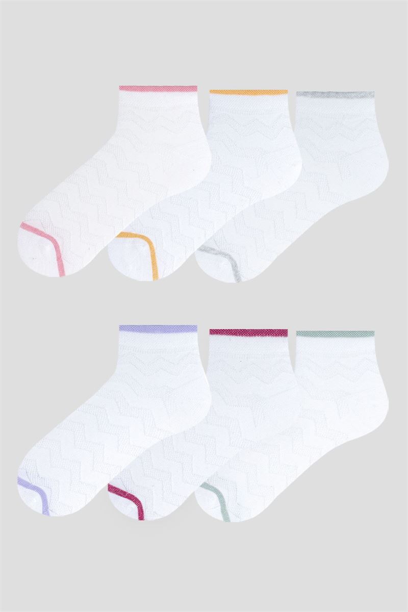 BROSS ZIGZAG CIRCLE PATTERNED GIRLS BOOTIES SOCKS ASORTY