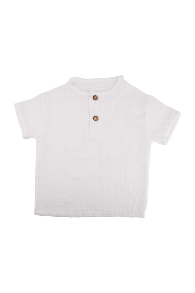 BONDILOLLY BABY MUSLINE 100% COTTON T-SHIRT 2-LAYERS WHITE