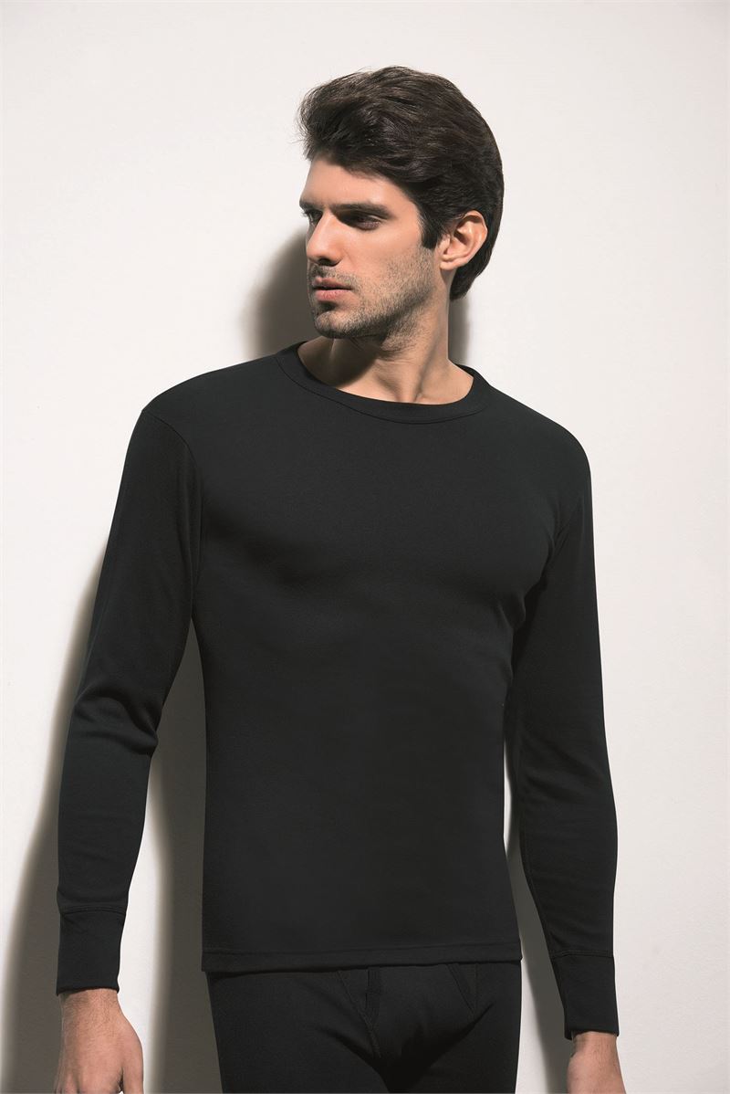 MEN %100 COTTON LONG SLEEVE T-SHIRT BLACK