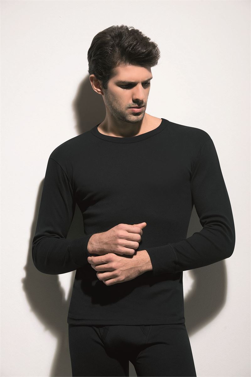 MEN %100 COTTON LONG SLEEVE T-SHIRT BLACK